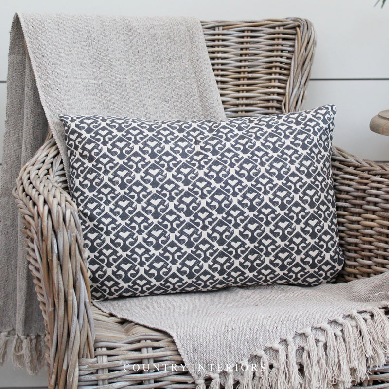 Amara Printed Cushion in Pewter - 35x50cm