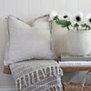 Cream Throw with Stripes and Tassels