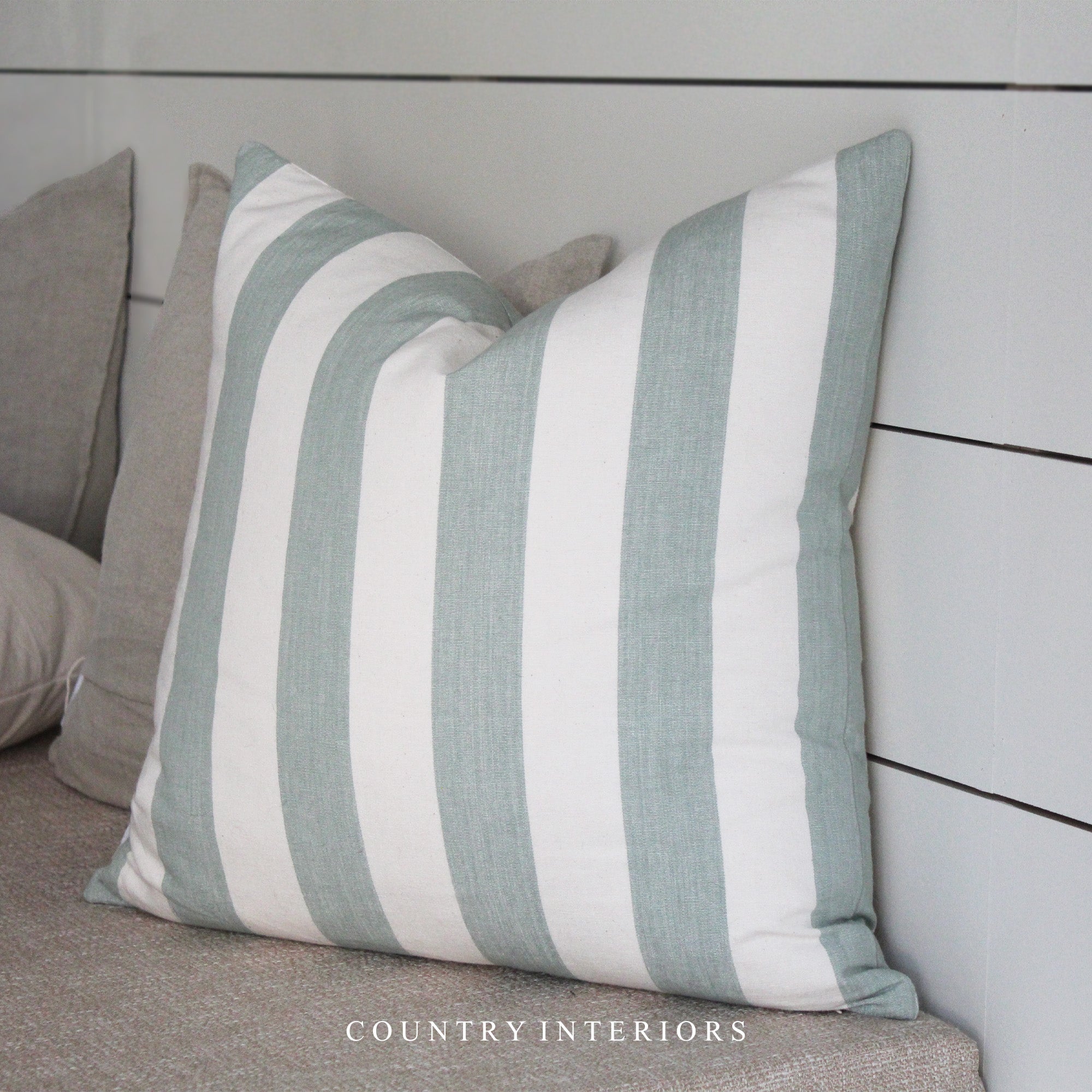 Appleton Cushion with Sage Stripe - 55x55cm