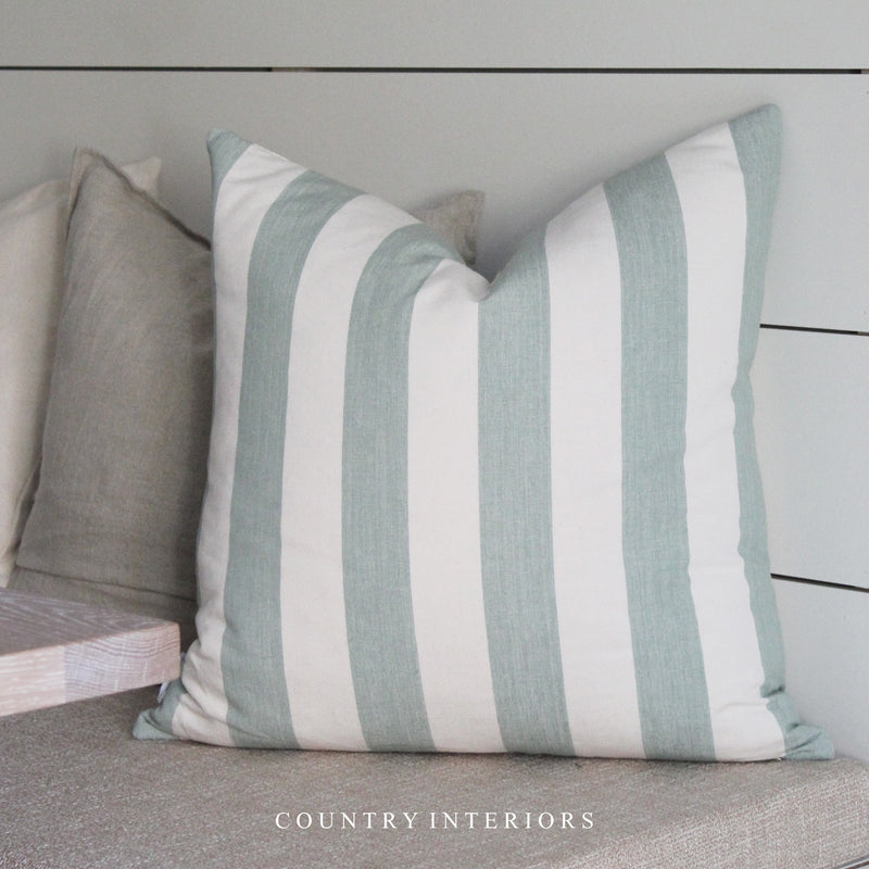 Appleton Cushion with Sage Stripe - 55x55cm