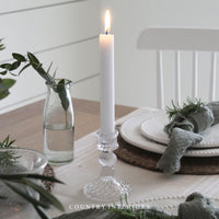 Set of Three Rustic White Dinner Candles - 18cm