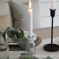 Set of Three Rustic White Dinner Candles - 18cm