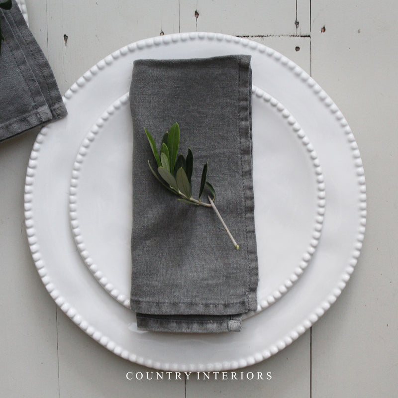 Stonewashed Linen Napkin in Charcoal - Set of Four