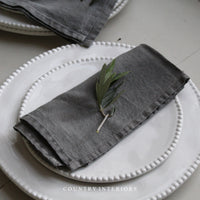 Stonewashed Linen Napkin in Charcoal - Set of Four