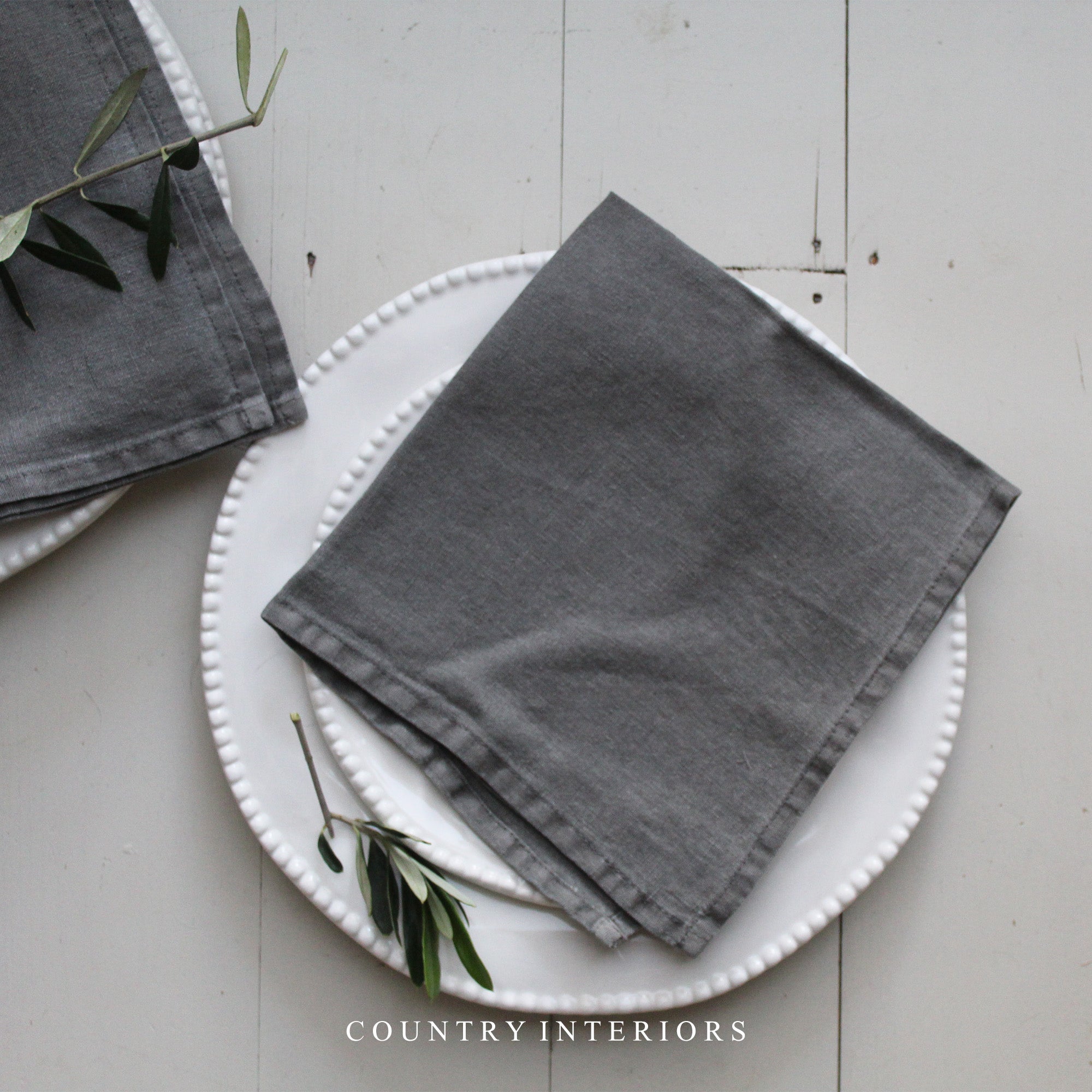 Dark Grey Stonewashed Linen Napkin