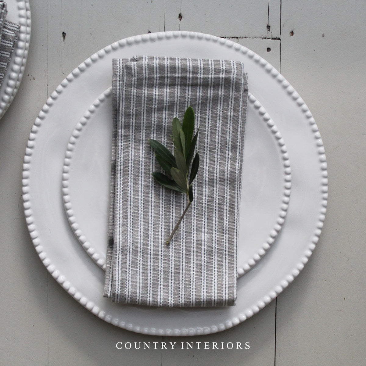 Grey Stripe Napkins - Set of Four