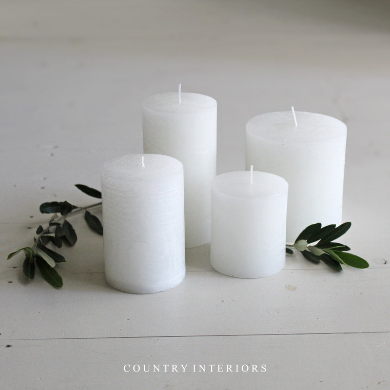 White Rustic Pillar Candle - Multiple Sizes