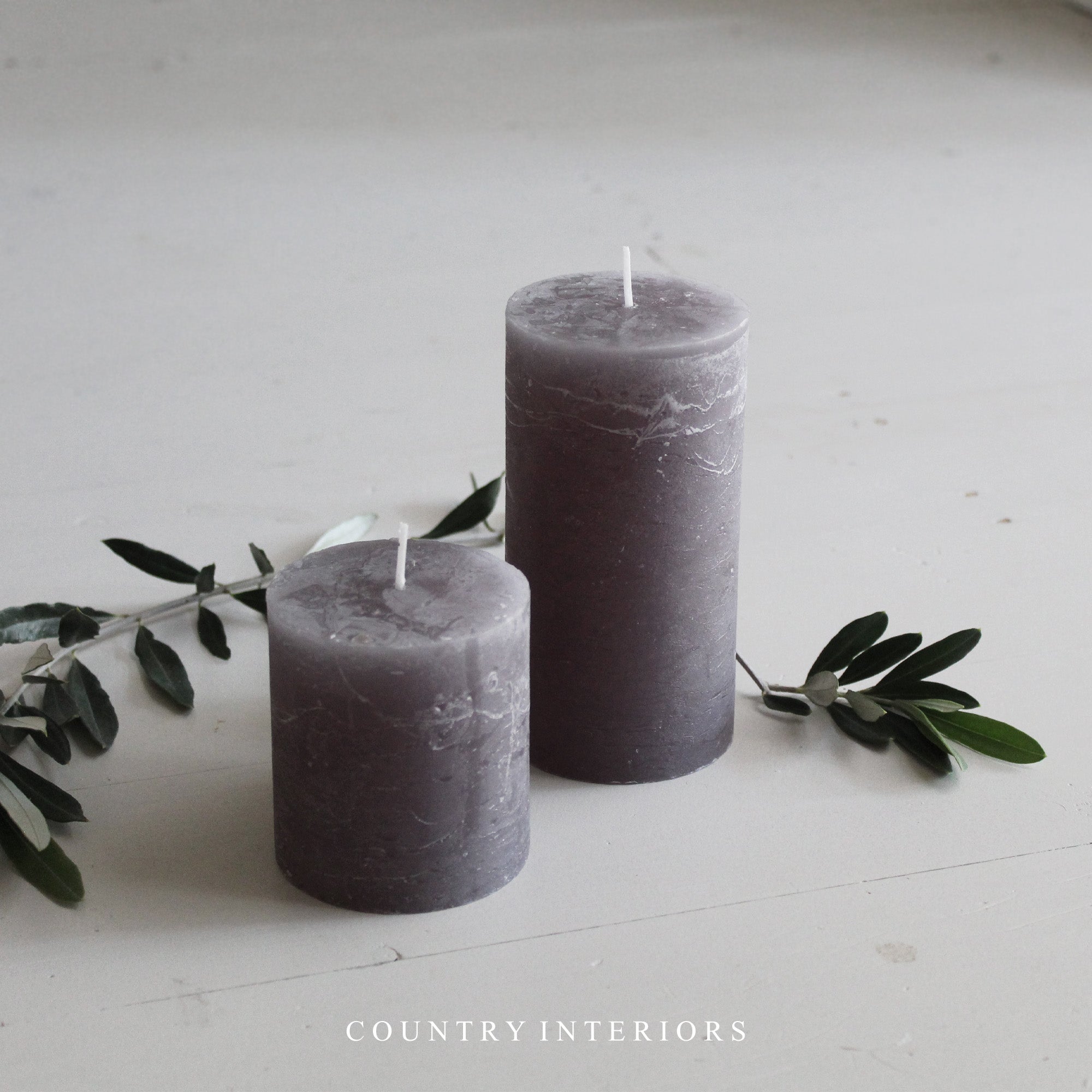 Grey Rustic Pillar Candle - Multiple Sizes