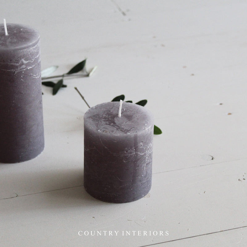 Grey Rustic Pillar Candle - Multiple Sizes