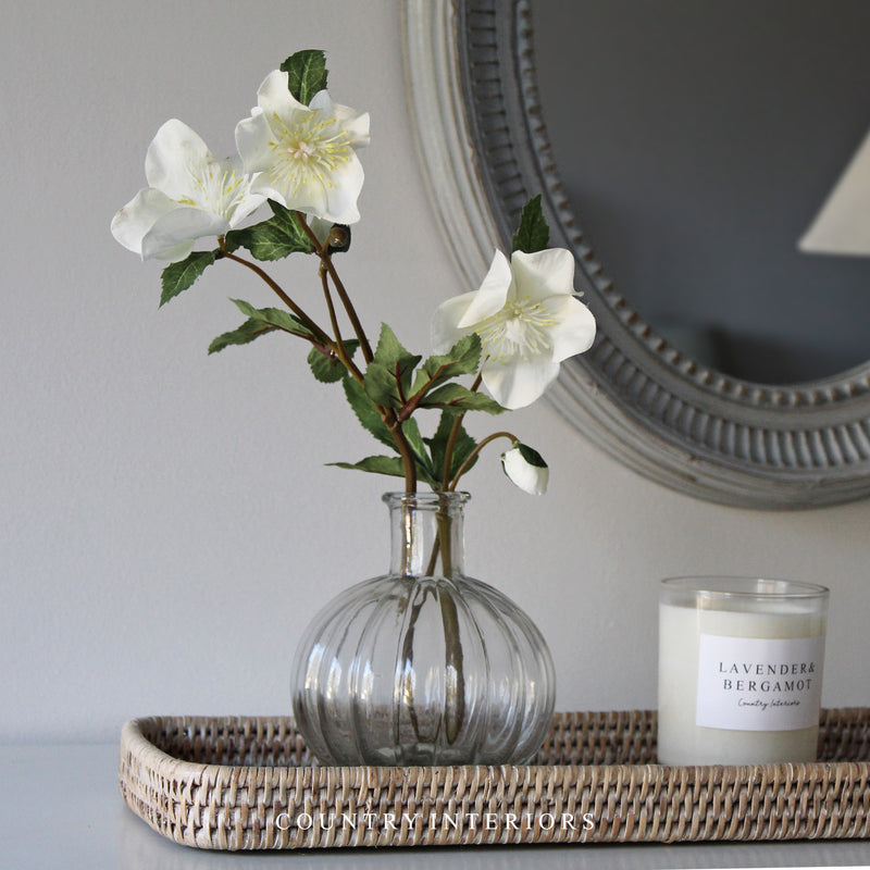 Faux Hellebore Spray in Warm White - 44cm