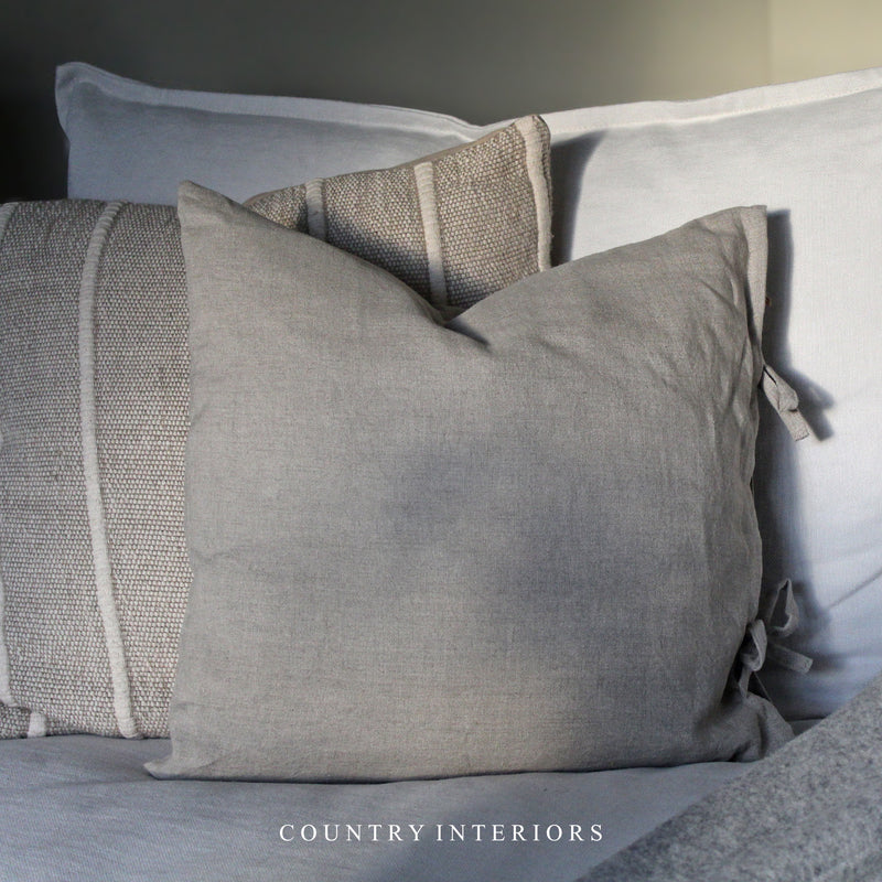Pure Linen Cushion with Ties - 43x43cm