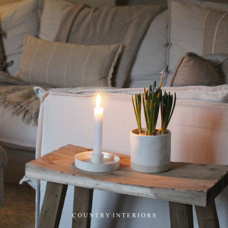 Ceramic Candle Holder in White