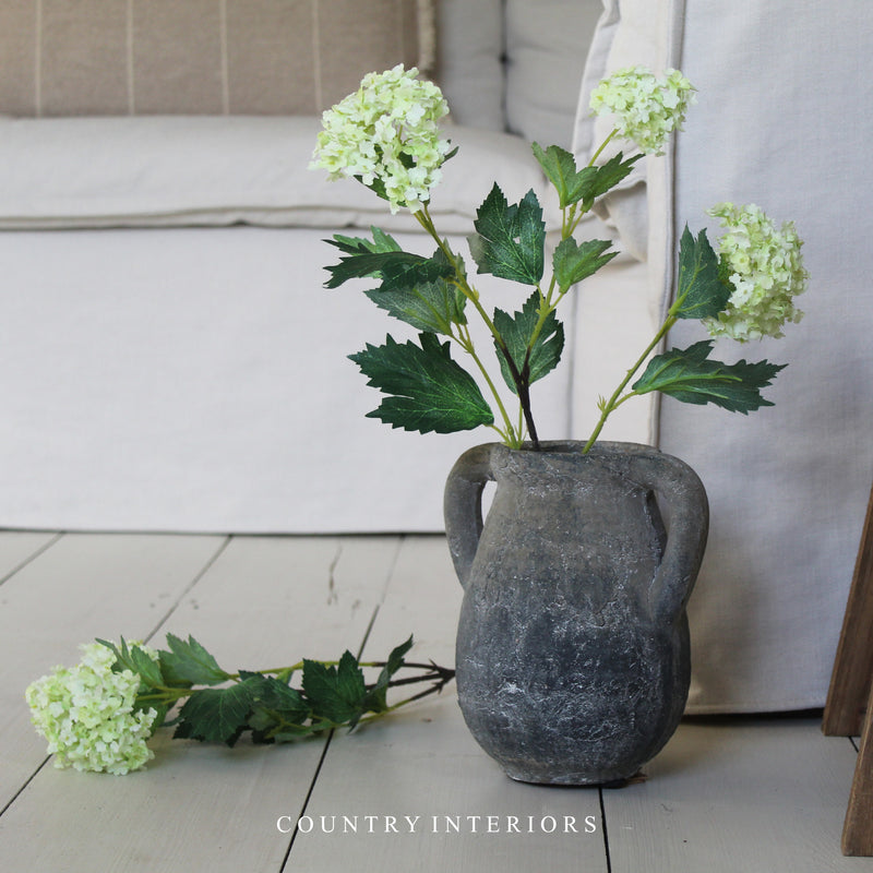 Faux Snowball Viburnum Spray in Lime - 80cm