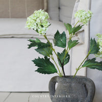 Faux Snowball Viburnum Spray in Green - 80cm