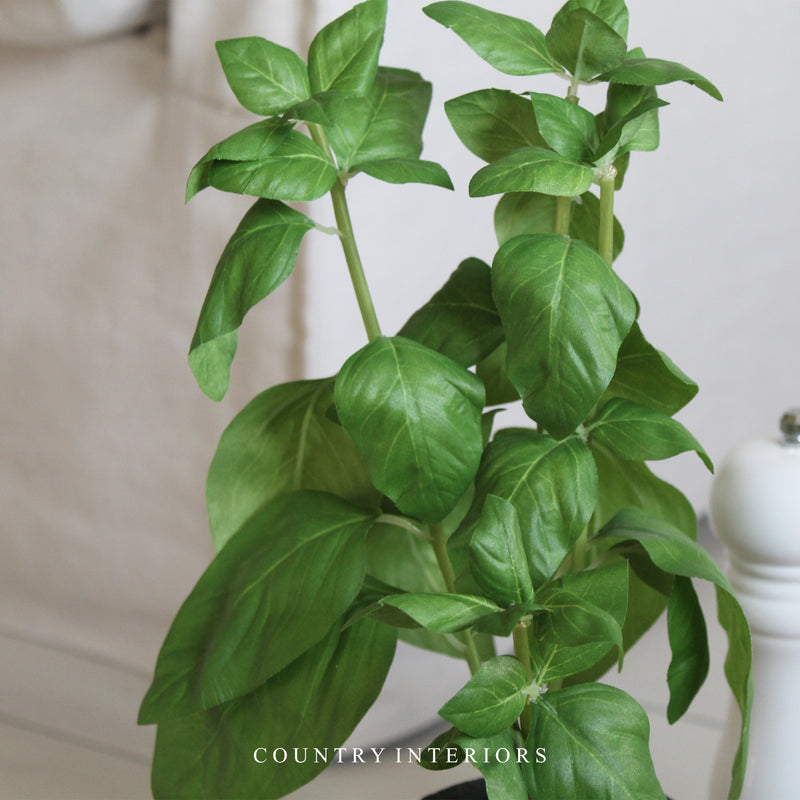Faux Potted Basil Plant - 33cm