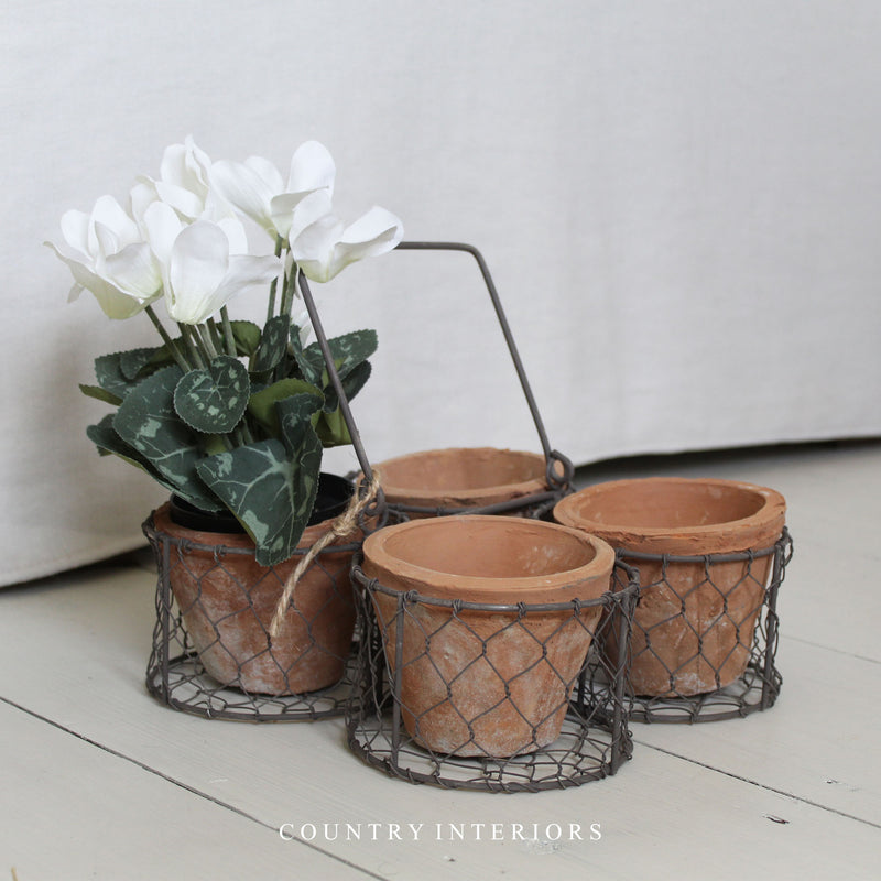 Wire Basket with Four Redstone Pots