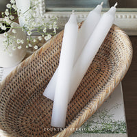 Set of Three Rustic White Dinner Candles - 18cm