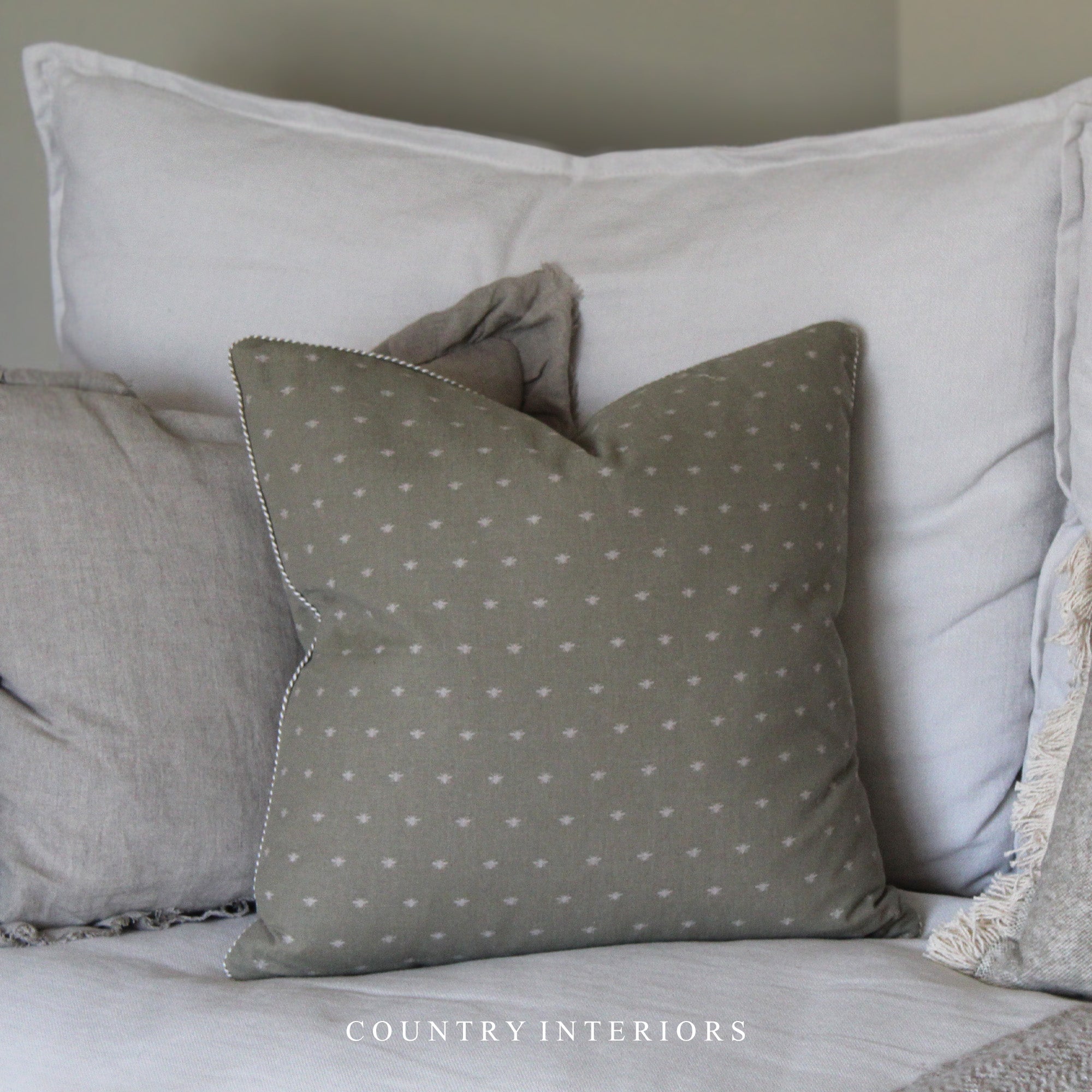 Bee Printed Cushion in Sage - 45 x 45cm