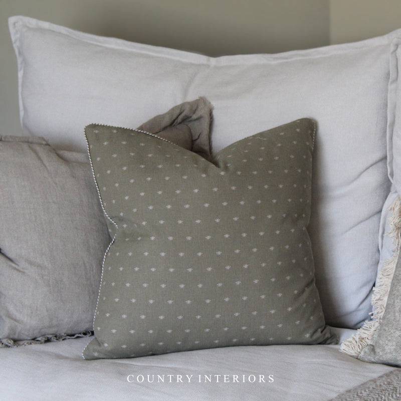 Bee Printed Cushion in Sage - 45 x 45cm