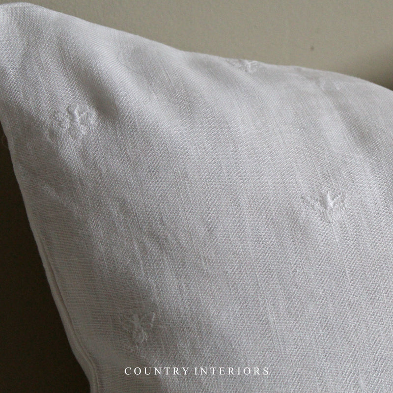 Embroidered Bee Linen Cushion - 45 x 45cm