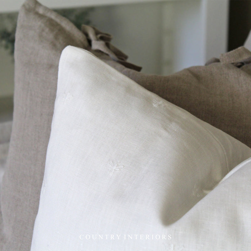 Embroidered Bee Linen Cushion Feather Inner