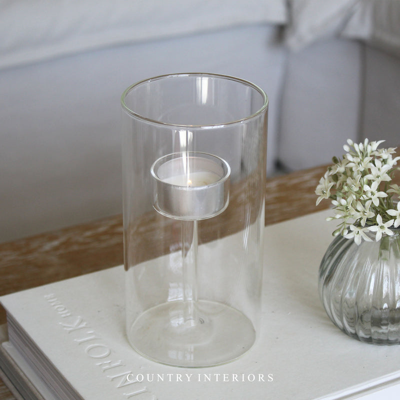 Elegant Cylindrical Glass Lantern